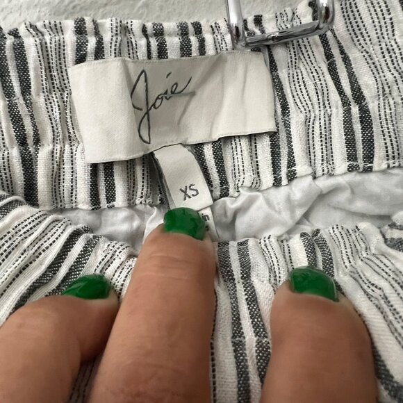Joie Green White Striped Sahira Linen Tie Front Pants Womens Size XSmall - Picture 3 of 7